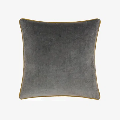 The Range Meridian Velvet Piped Cushion - Charcoal-Moss / Feather / 45cm
