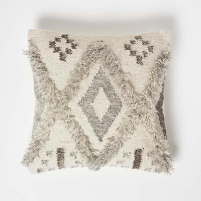The Range Homescapes Alta Handwoven Tufted Beige Kilim Cushion - Cream