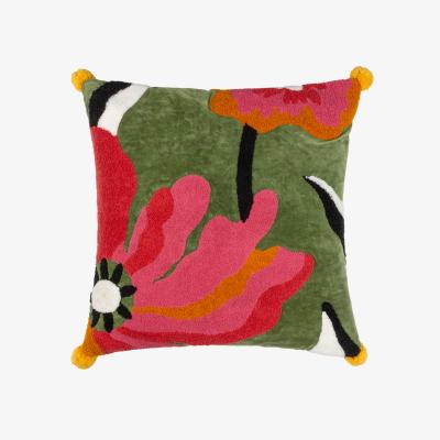 The Range Poppy Embroidered Cushion - Multicolour / 80 Feather 20 Polyester / 80 Polyester 20 Feather