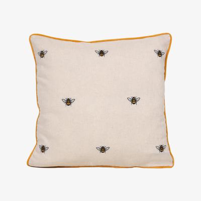 The Range Embroidered Yellow Bee Cushion - Yellow