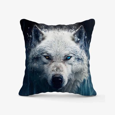 The Range White Wolf Face Splashart Outdoor Cushion - White / 45cm