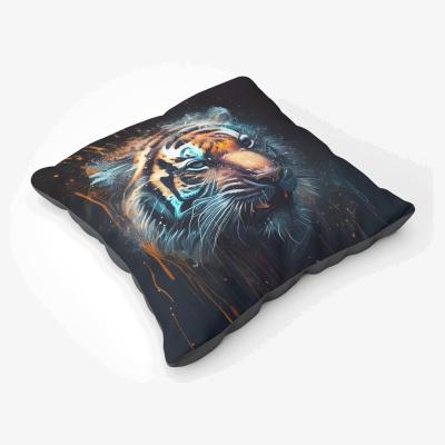 The Range Tiger Face Splashart Dark Background Floor Cushion - Brown