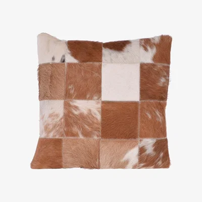 The Range Hair On Hide Square Cushion - Tan Multi
