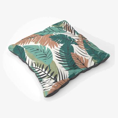 The Range Tropical Floral Leaves Green Brown Floor Cushion - Green