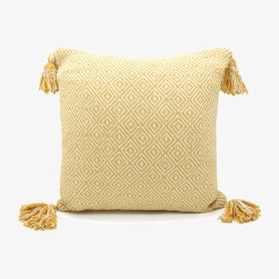 The Range Shabby Chic Vintage Look Tassel Edge Cushion - Ochre