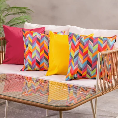 The Range 4PK Cushion, x2 Herringbone, x1 Pink x1 Yellow