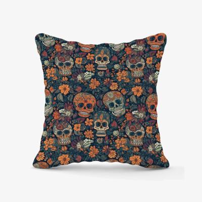 The Range Dia De Los Muertos Skulls Outdoor Cushion - Orange / 60cm