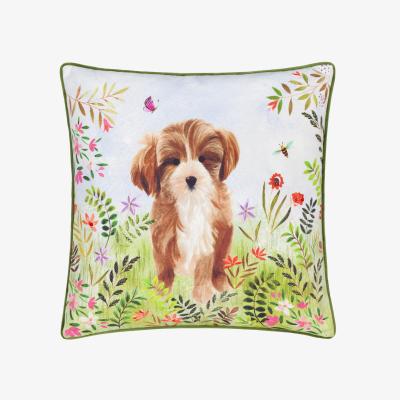 The Range Daisy Hill Charlie Printed Cushion - Multicolour/Green / 80 Feather 20 Polyester