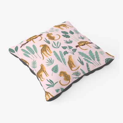The Range Hand Drawn Leopards Floor Cushion - Pink