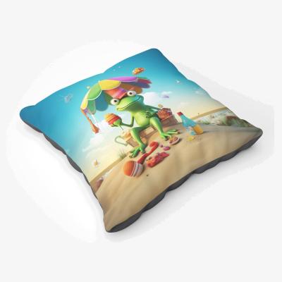 The Range Frog On A Beach Holiday Floor Cushion - Yellow