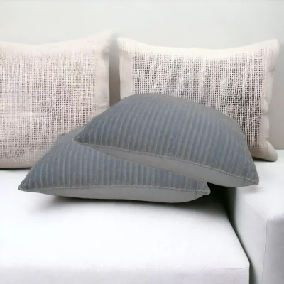 The Range Ribbed Grey Cushion Set of 2 - Grey