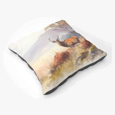 The Range Stag Deer Water Colour Floor Cushion - Neutral