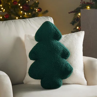 The Range Pack of Soft Plush Winter Christmas Tree Filled Cushion - Green