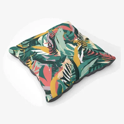 The Range Coloured Tropical Leaves Floor Cushion - Green