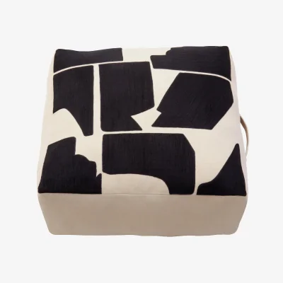 The Range Bosie Ozella Natural And Black Square Floor Cushion - Black & Natural