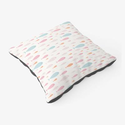 The Range Hand Drawn Swimming Fish Floor Cushion - Pink