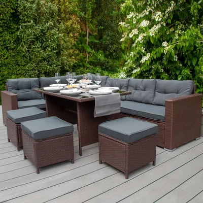 The Range Rattan Corner Set Cushions - Grey