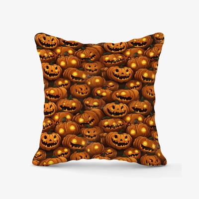 The Range Grinning Lanterns Pumpkins With Glowing Eyes Outdoor Cushion - Orange / 45cm