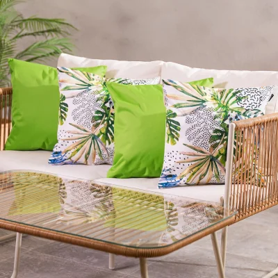 The Range 4PK Cushion x2 Decorative Palm  x2 Plain Lime