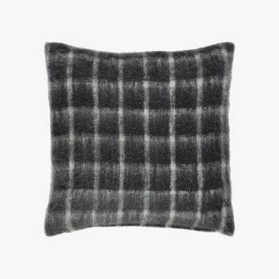 The Range Yarrow Check Faux Mohair Check Feather Rich Cushion - Storm Grey
