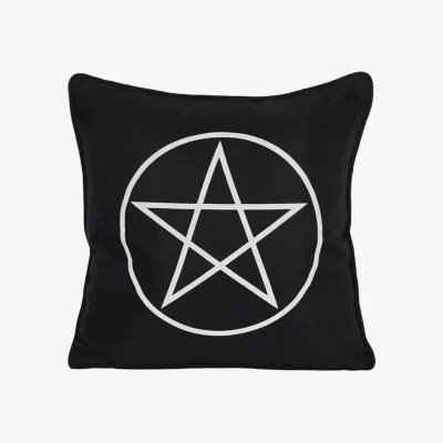 The Range Black & White Pentagram Square Cushion with Zip Closure 35cm - Black