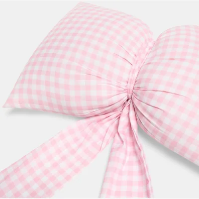 The Range OHS Gingham Print Bow Shaped Cushion - Pink