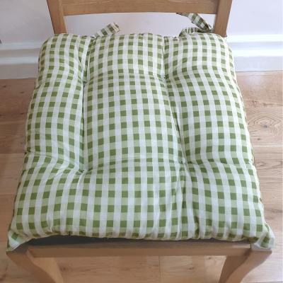 The Range Gingham Check Seat Pad Cushion   - Sage Green