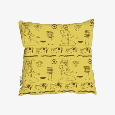 The Range Pattern Of Egyptian Hieroglyphics Outdoor Cushion - Yellow / 45cm