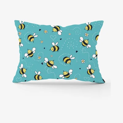 The Range Hand Drawn Busy Bees Cushion - Blue / 28cm