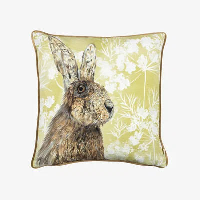 The Range Manor Hare Piped Cushion - Green / Polyester