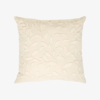 The Range Serenity Leaf Embroidered Cushion - Cream