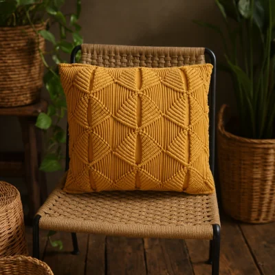 The Range Rochefort Handwoven Mustard Cushions Set of 2 - Yellow