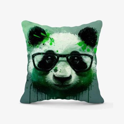The Range Panda With Glasses, Green Splashart Cushion - Green / 45cm