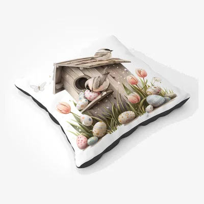 The Range Easter Birdhouse  Floor Cushion - Neutral