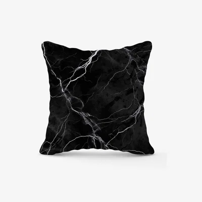 The Range Black Marble Pattern Cushion - Black / 45cm
