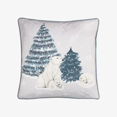 The Range Arcticus Polar Bear Fleece Cushion - Blue / Feather