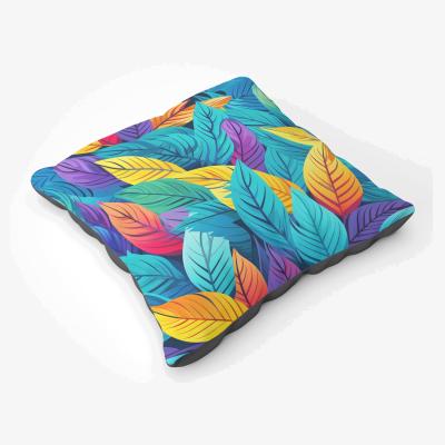 The Range Bright Colourful Leaves Floor Cushion - Blue