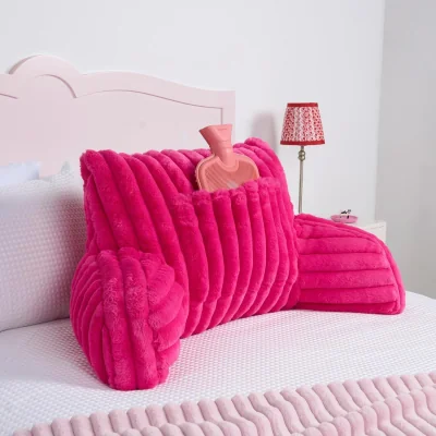 The Range OHS Ribbed Faux Fur Cuddle Cushion with Heatable Pocket - Pink