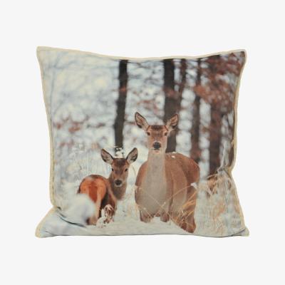 The Range Mother and Fawn Photographic Print Cushion - Cream