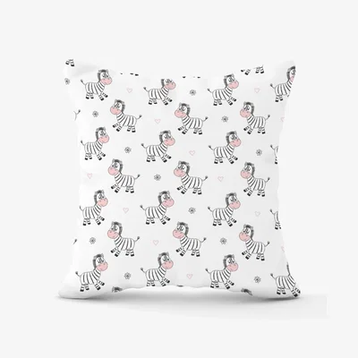 The Range Cute Hand Drawn Zebra Outdoor Cushion - White / 45cm