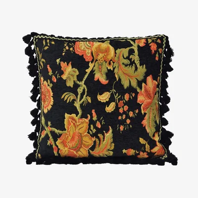 The Range Fairvale Floral Tasselled Cushion - Black