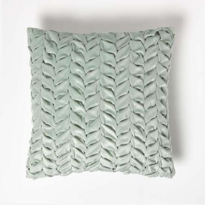 The Range Grace Pleated Pink Velvet Cushion - Frost Green