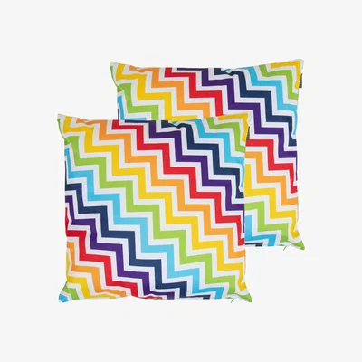 The Range Geometric Zig Zag Outdoor Cushion (Set of 2) - Lime Green