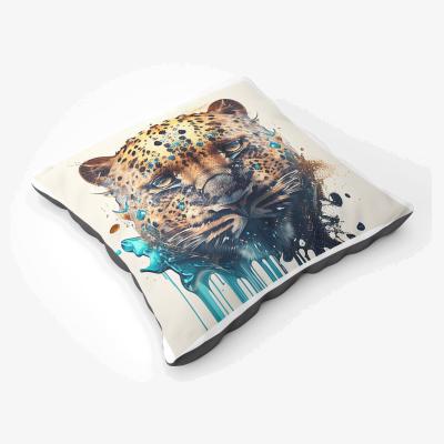 The Range Leapoard Face Splashart On Light Background Floor Cushion - Yellow