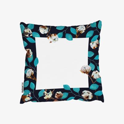 The Range Watercolour Blue Leaf Frame Outdoor Cushion - Blue / 45cm