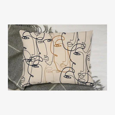 The Range Continuous Line Drawing Of Faces Cushion - Bronze