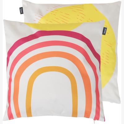 The Range Veeva Sun and Rainbow Outdoor Cushion - Reversible Print - Neutral / 2