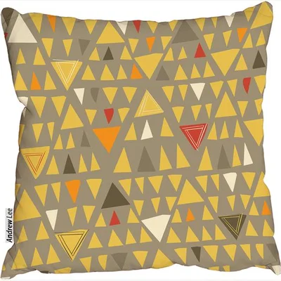 The Range Autumn Coloured Triangles Cushion - Yellow / 45cm