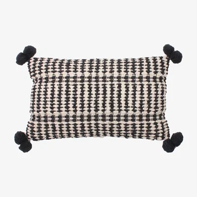 The Range Ayaan Pom Pom Cushion - Black