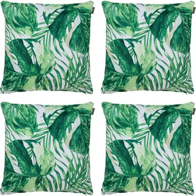 The Range Tropical Leaf Print Indoor and Outdoor Cushion (Set of 4) - Green